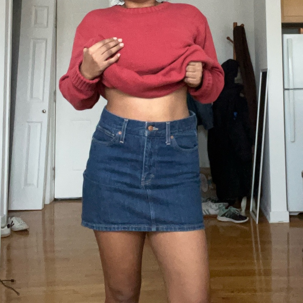Madewell Rigid Denim Straight Mini Skirt 27 - Picture 1 of 11